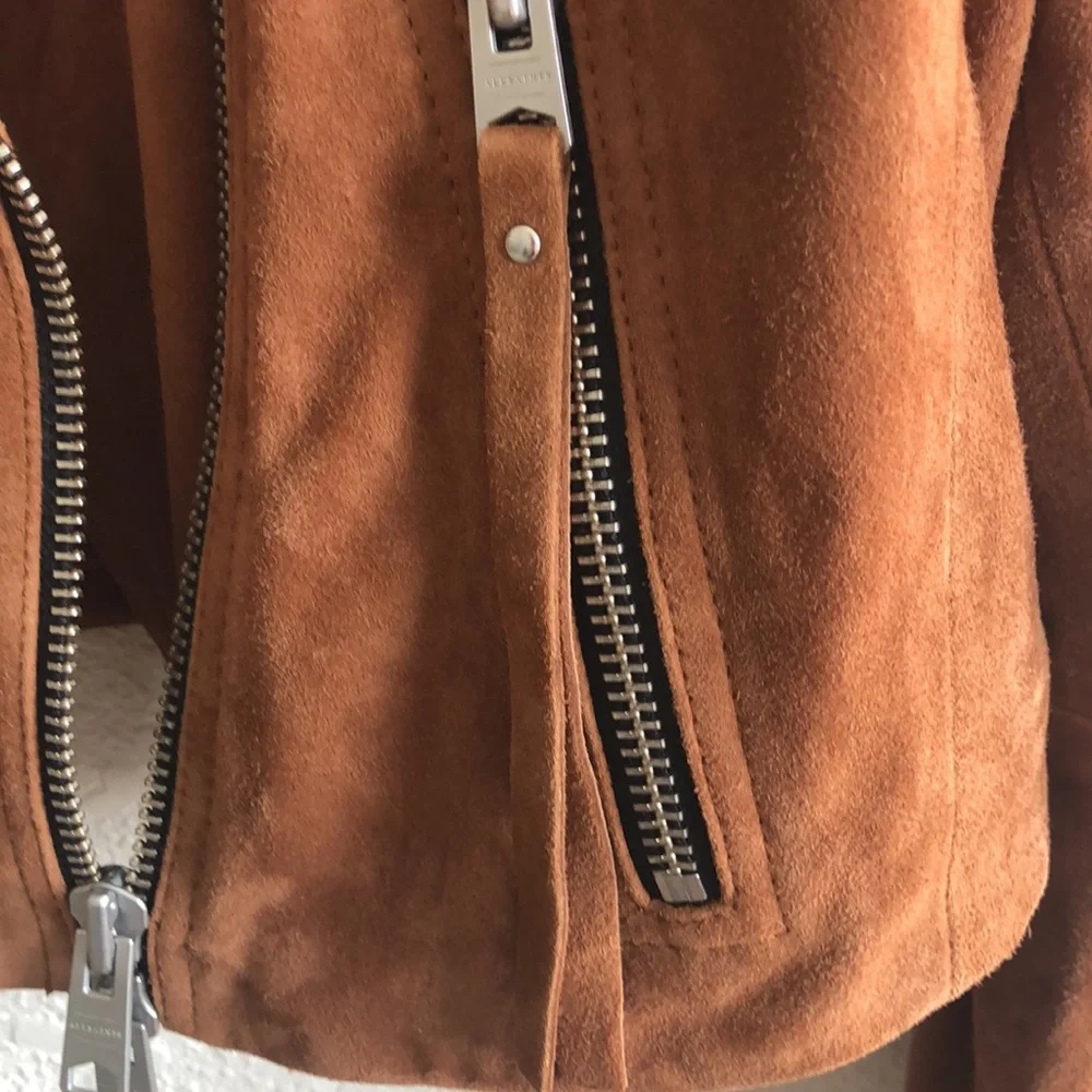 All Saints Elora Suede Biker Jacket (Size 10) NWT - Picture 9 of 13